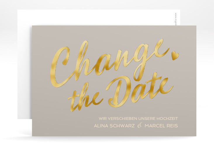 Change the Date-Karte Glam A6 Karte quer grau gold