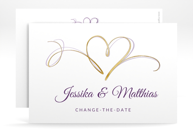Change the Date-Karte Envie A6 Karte quer lila gold