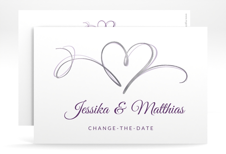 Change the Date-Karte Envie A6 Karte quer lila silber