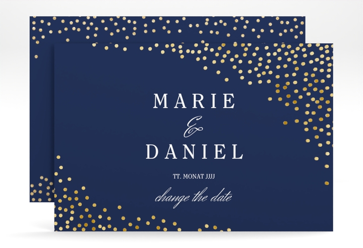 Change the Date-Karte Glitter A6 Karte quer blau gold