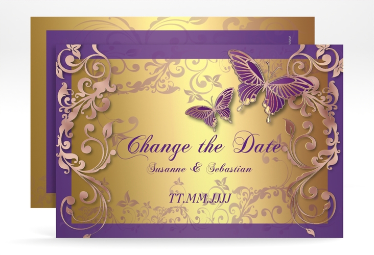 Change the Date-Karte Toulouse A6 Karte quer lila rosegold