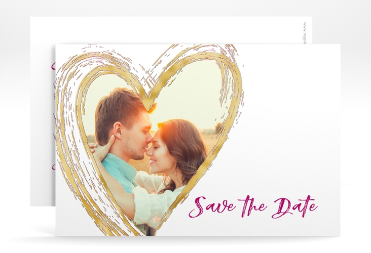 Save the Date-Karte Liebe A6 Karte quer pink gold