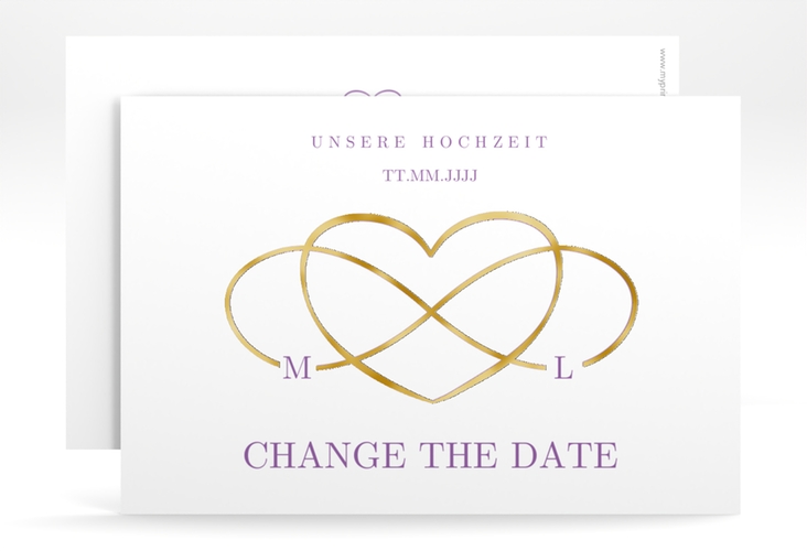 Change the Date-Karte Infinity A6 Karte quer lila gold