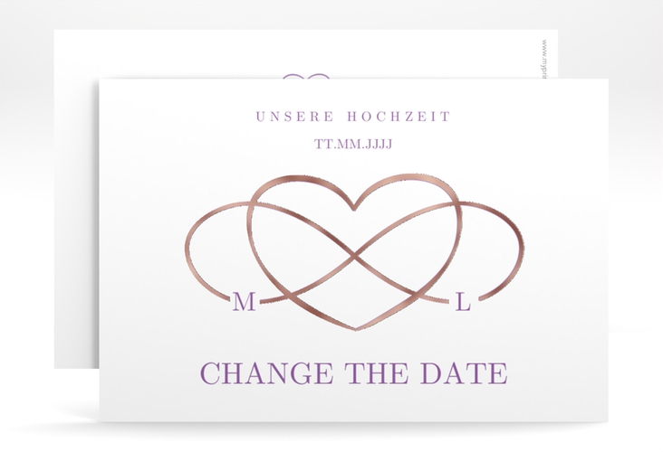 Change the Date-Karte Infinity A6 Karte quer lila rosegold