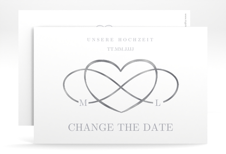 Change the Date-Karte Infinity A6 Karte quer grau silber