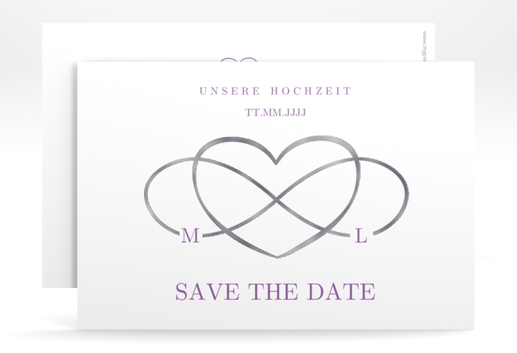 Save the Date-Karte Infinity A6 Karte quer lila silber