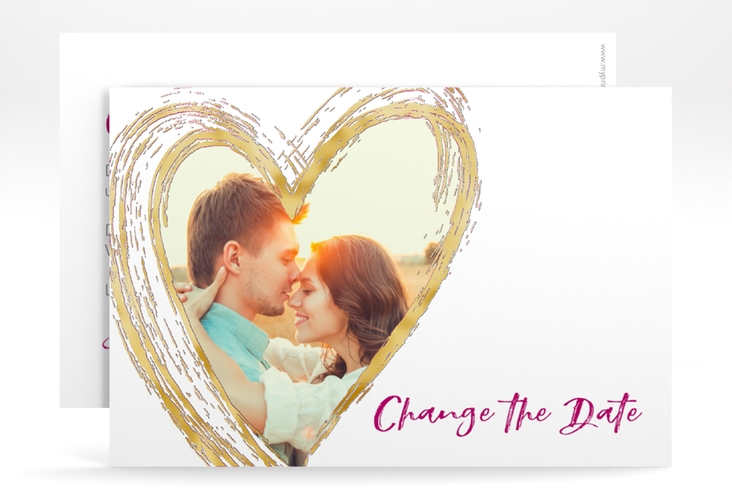 Change the Date-Karte Liebe A6 Karte quer pink gold