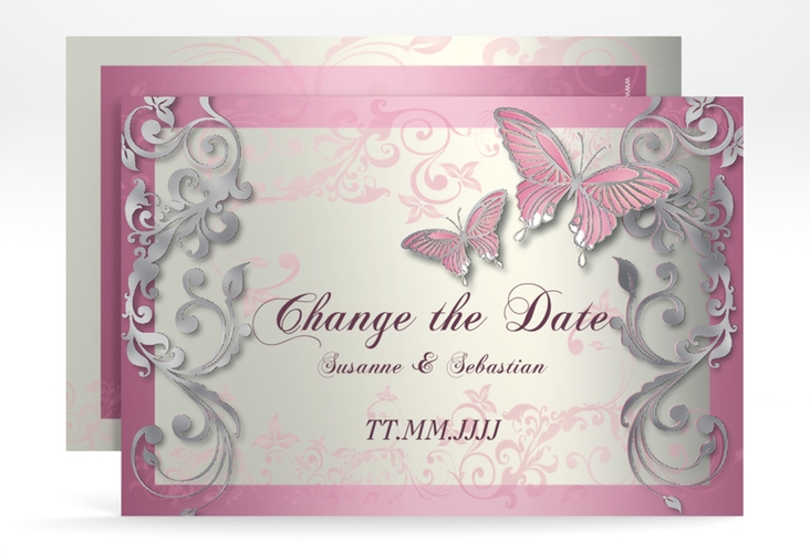 Change the Date-Karte Toulouse A6 Karte quer rosa silber
