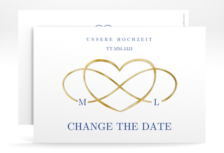 Change the Date-Karte Infinity A6 Karte quer blau gold