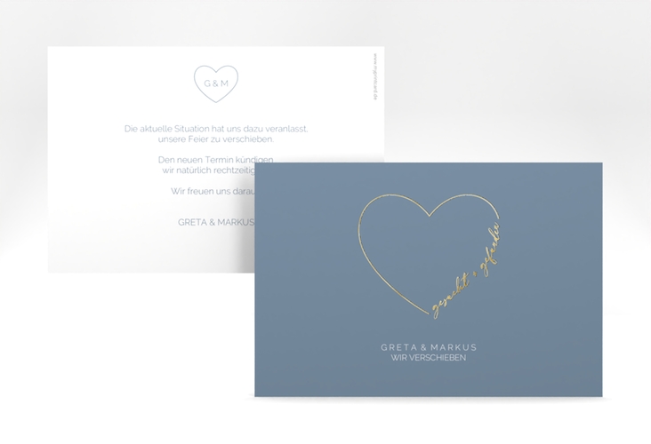 Change the Date-Karte Lebenstraum A6 Karte quer blau gold