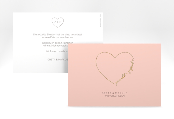 Change the Date-Karte Lebenstraum A6 Karte quer rosa gold