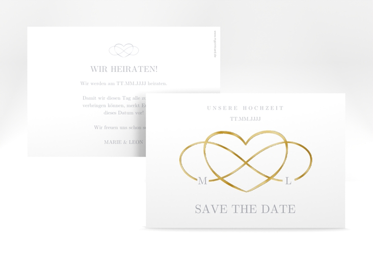 Save the Date-Karte "Infinity" DIN A6 quer grau gold