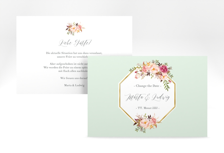 Change the Date-Karte Prachtvoll A6 Karte quer mint gold