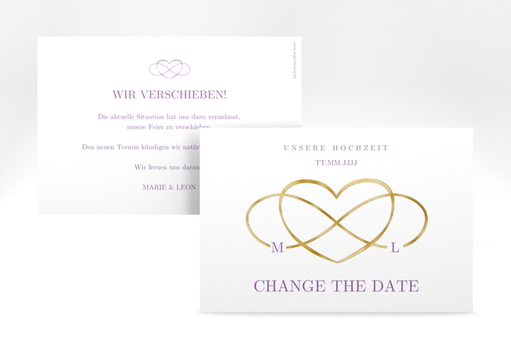 Change the Date-Karte Infinity A6 Karte quer lila gold