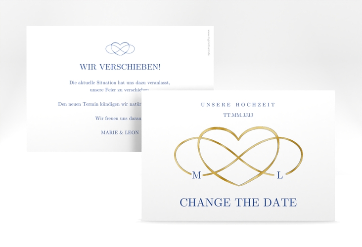 Change the Date-Karte Infinity A6 Karte quer blau gold