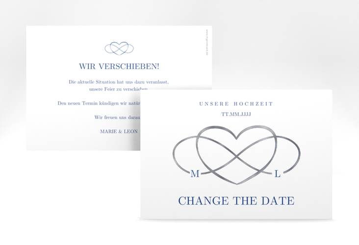 Change the Date-Karte Infinity A6 Karte quer blau silber