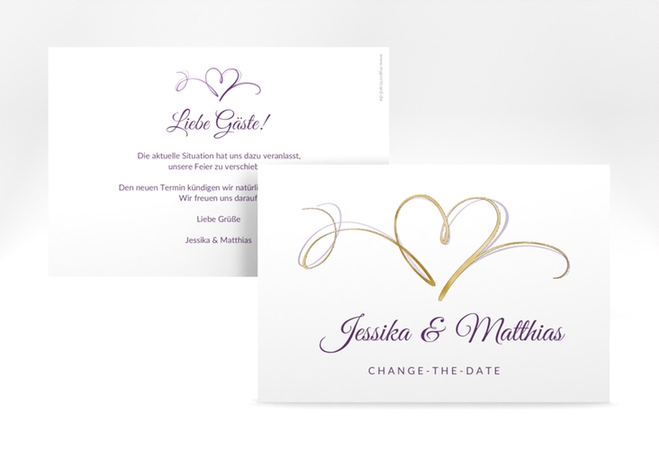 Change the Date-Karte Envie A6 Karte quer lila gold