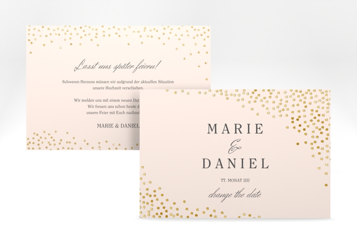 Change the Date-Karte Glitter A6 Karte quer rosa gold