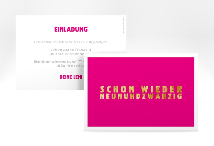 Einladung 30. Geburtstag Gag A6 Karte quer pink gold