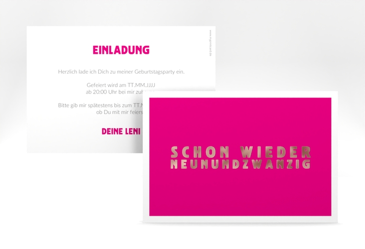 Einladung 30. Geburtstag Gag A6 Karte quer pink rosegold