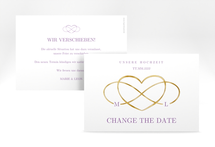 Change the Date-Karte Infinity A6 Karte quer lila gold