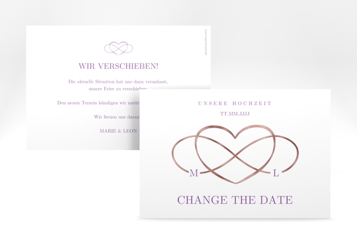 Change the Date-Karte Infinity A6 Karte quer lila rosegold