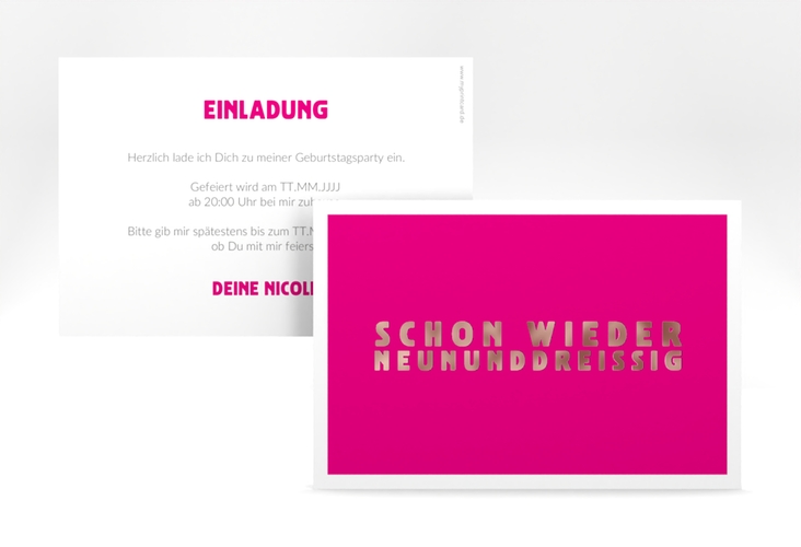 Einladung 40. Geburtstag Gag A6 Karte quer pink rosegold