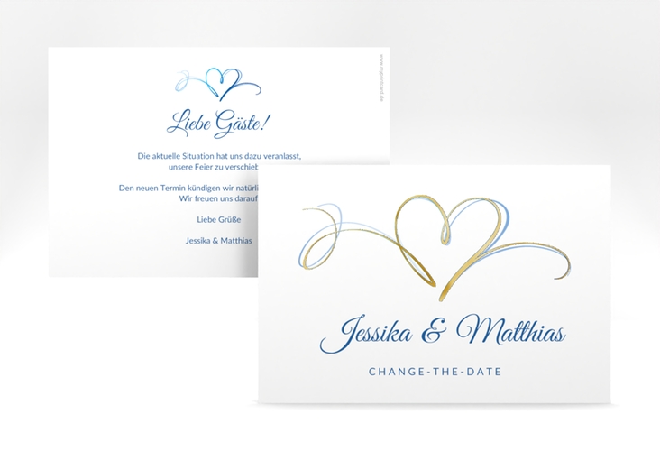 Change the Date-Karte Envie A6 Karte quer blau gold