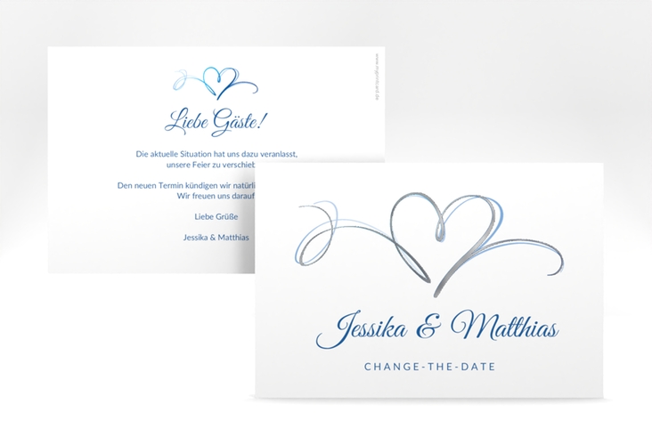 Change the Date-Karte Envie A6 Karte quer blau silber