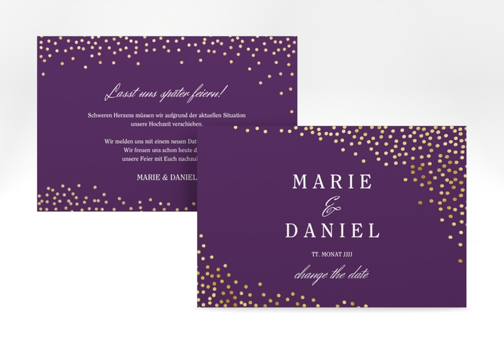 Change the Date-Karte Glitter A6 Karte quer lila gold