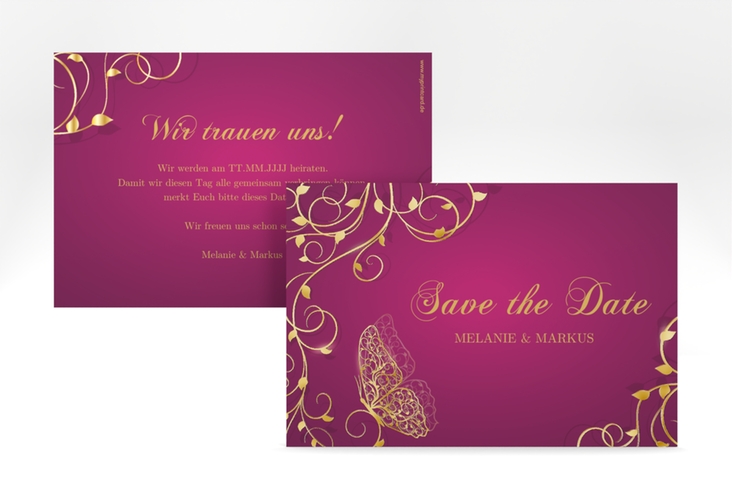 Save the Date-Karte Eternity A6 Karte quer pink gold