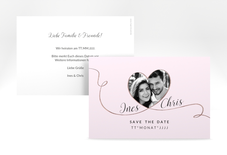 Save the Date-Karte Hochzeit Dolce A6 Karte quer rosa rosegold