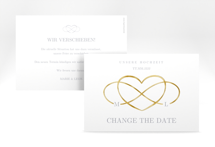 Change the Date-Karte Infinity A6 Karte quer grau gold