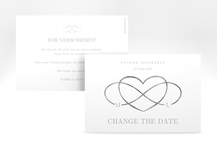 Change the Date-Karte Infinity A6 Karte quer grau silber