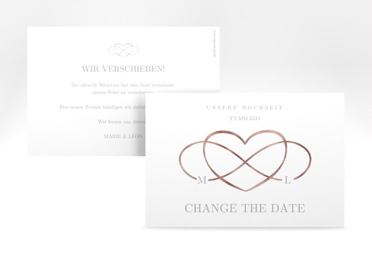 Change the Date-Karte Infinity A6 Karte quer grau rosegold