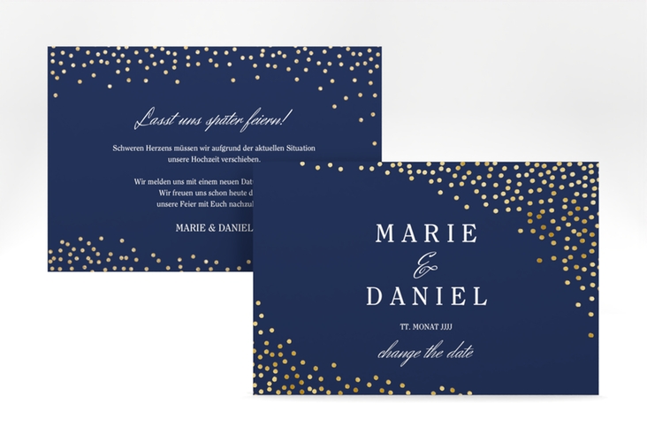 Change the Date-Karte Glitter A6 Karte quer blau gold