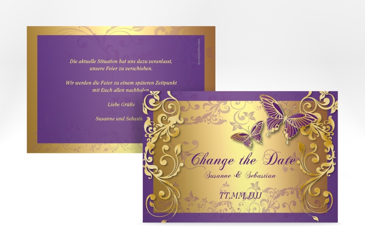 Change the Date-Karte Toulouse A6 Karte quer lila gold