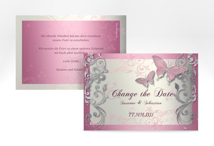 Change the Date-Karte Toulouse A6 Karte quer rosa silber