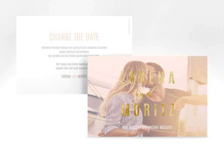 Change the Date-Karte Memory A6 Karte quer rosa gold