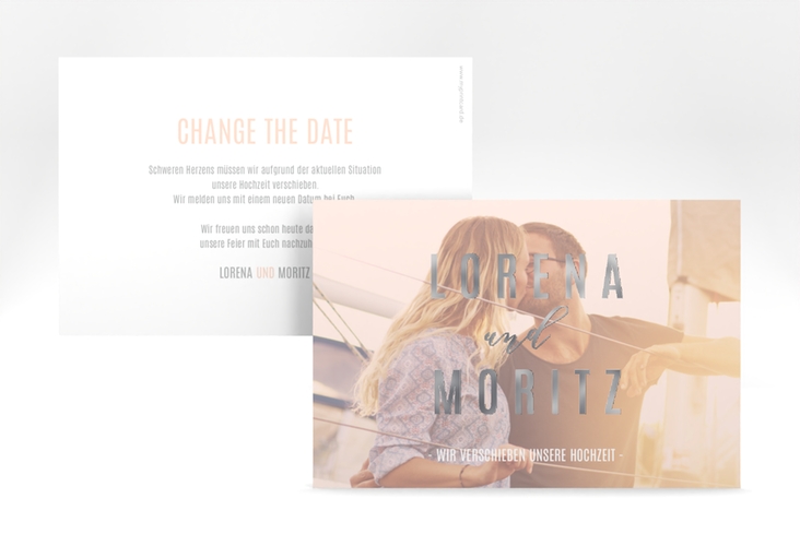 Change the Date-Karte Memory A6 Karte quer rosa silber