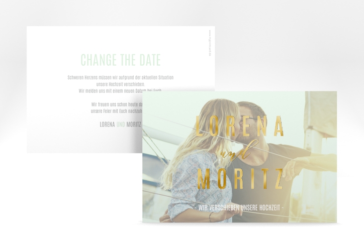 Change the Date-Karte Memory A6 Karte quer mint gold