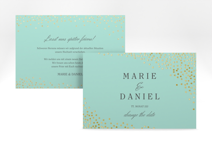 Change the Date-Karte Glitter A6 Karte quer mint gold