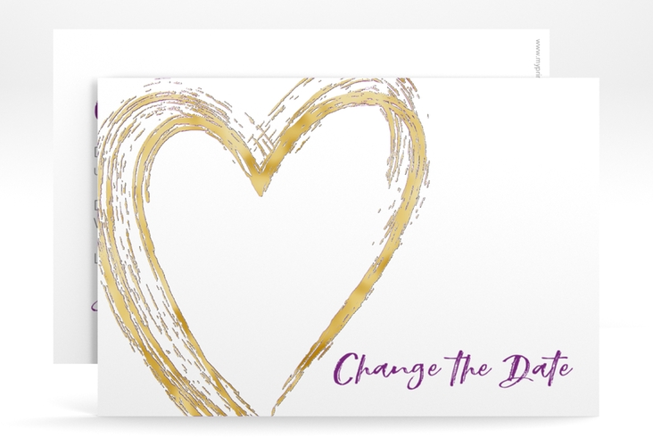 Change the Date-Karte Liebe A6 Karte quer lila gold