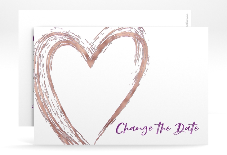 Change the Date-Karte Liebe A6 Karte quer lila rosegold