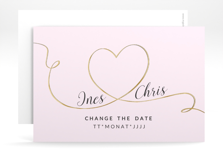 Change the Date-Karte Hochzeit Dolce A6 Karte quer rosa gold