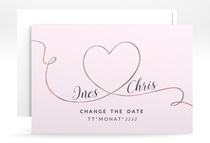 Change the Date-Karte Hochzeit Dolce A6 Karte quer rosa rosegold