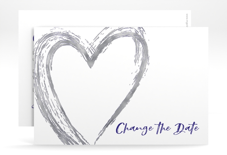 Change the Date-Karte Liebe A6 Karte quer blau silber