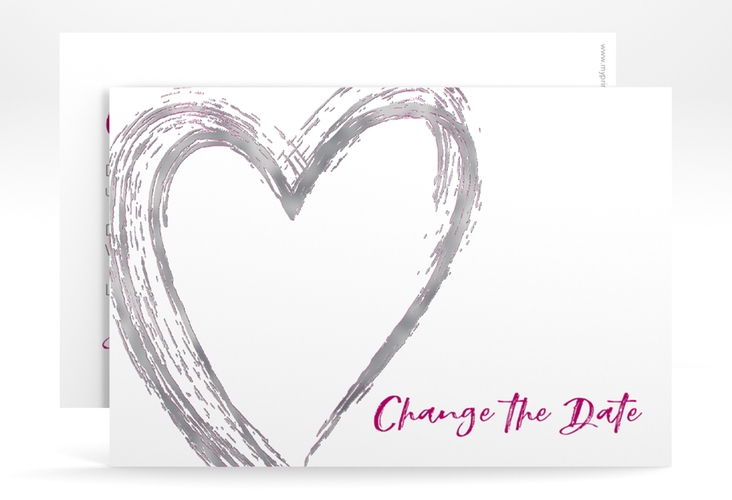 Change the Date-Karte Liebe A6 Karte quer pink silber
