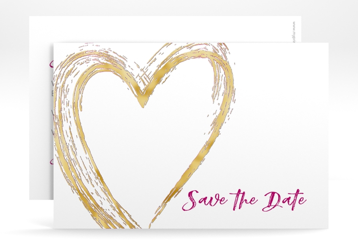 Save the Date-Karte Liebe A6 Karte quer pink gold