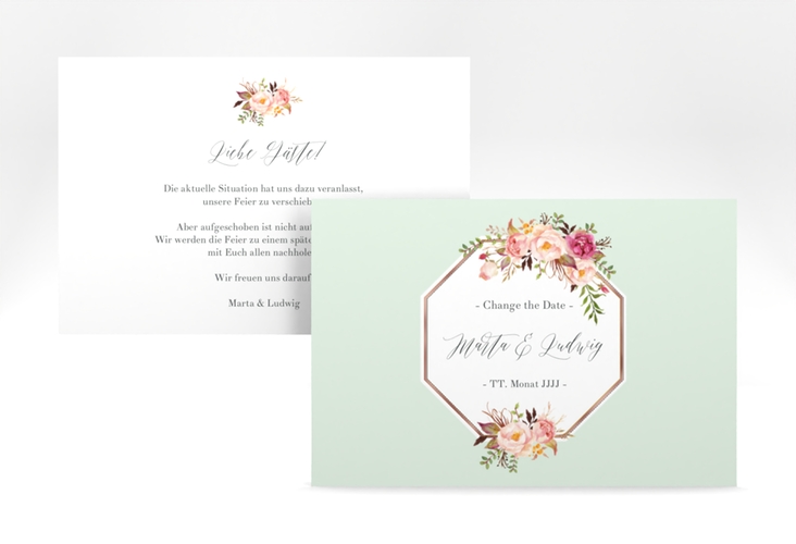 Change the Date-Karte Prachtvoll A6 Karte quer mint rosegold